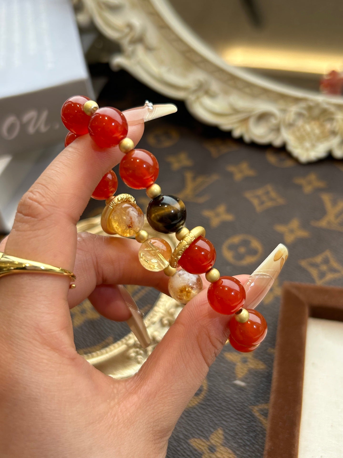 Golden Vitality – Carnelian & Citrine Hair Rutilated Quartz Bracelet