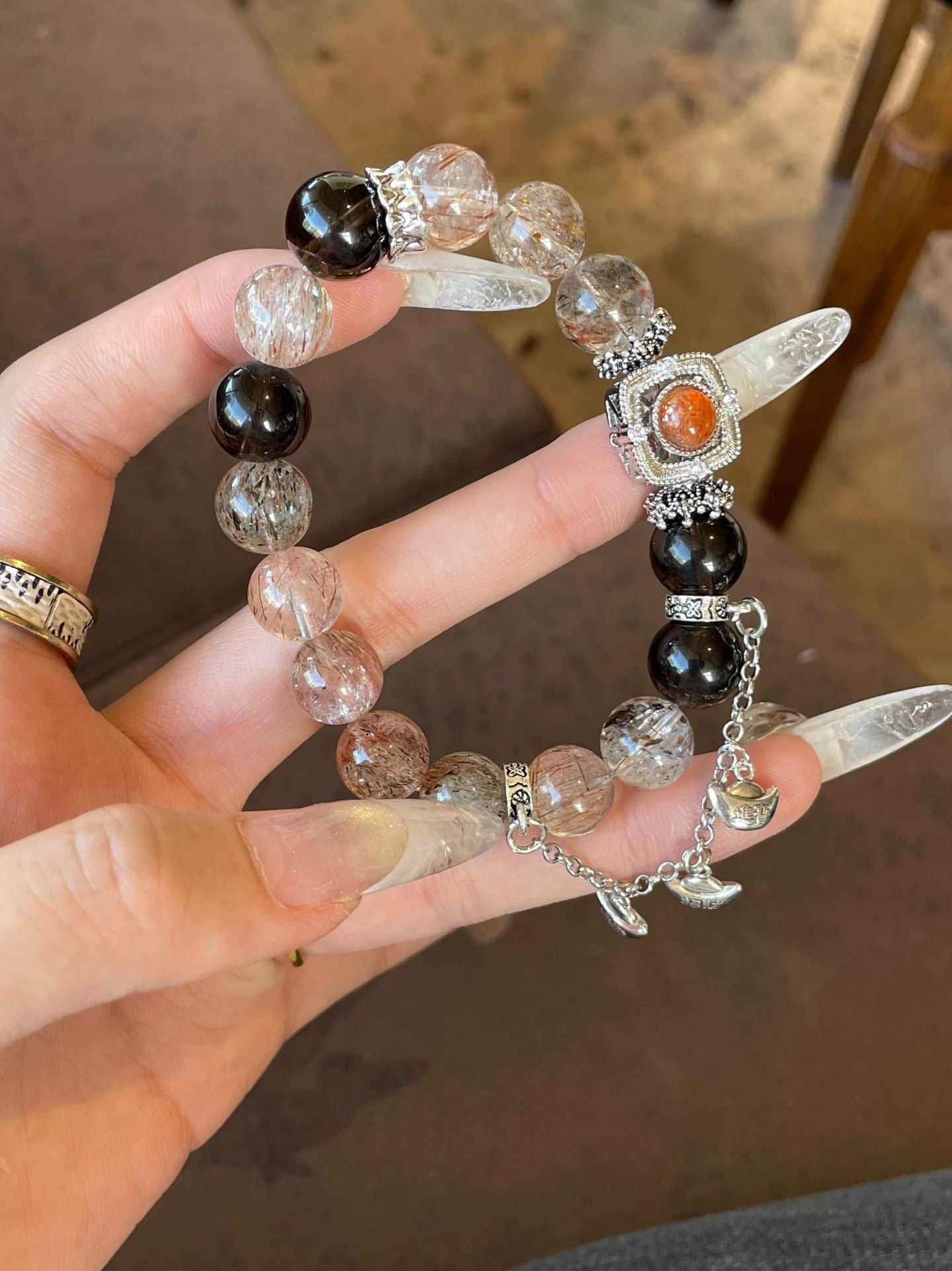 Power Eclipse Bracelet – Black & Golden Rutilated Quartz