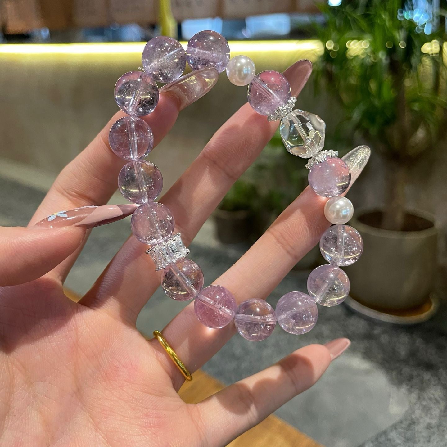 Lavender Pearl Glow Bracelet