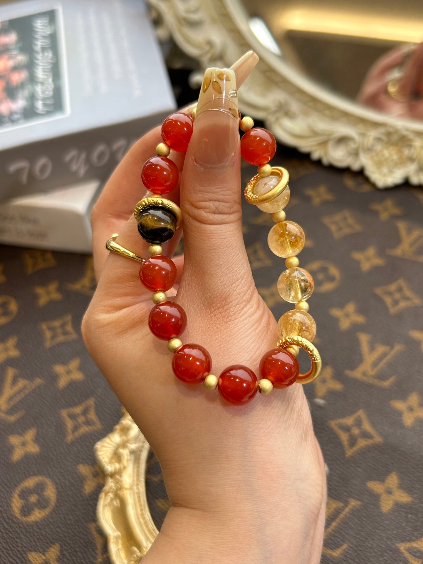 Golden Vitality – Carnelian & Citrine Hair Rutilated Quartz Bracelet