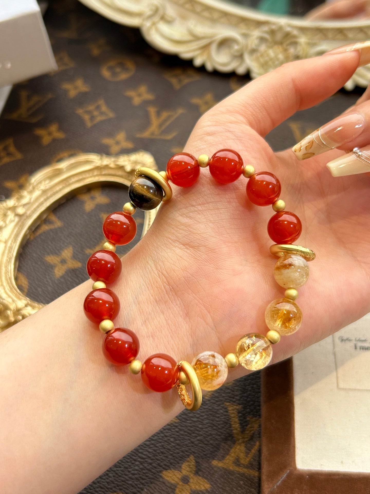 Golden Vitality – Carnelian & Citrine Hair Rutilated Quartz Bracelet