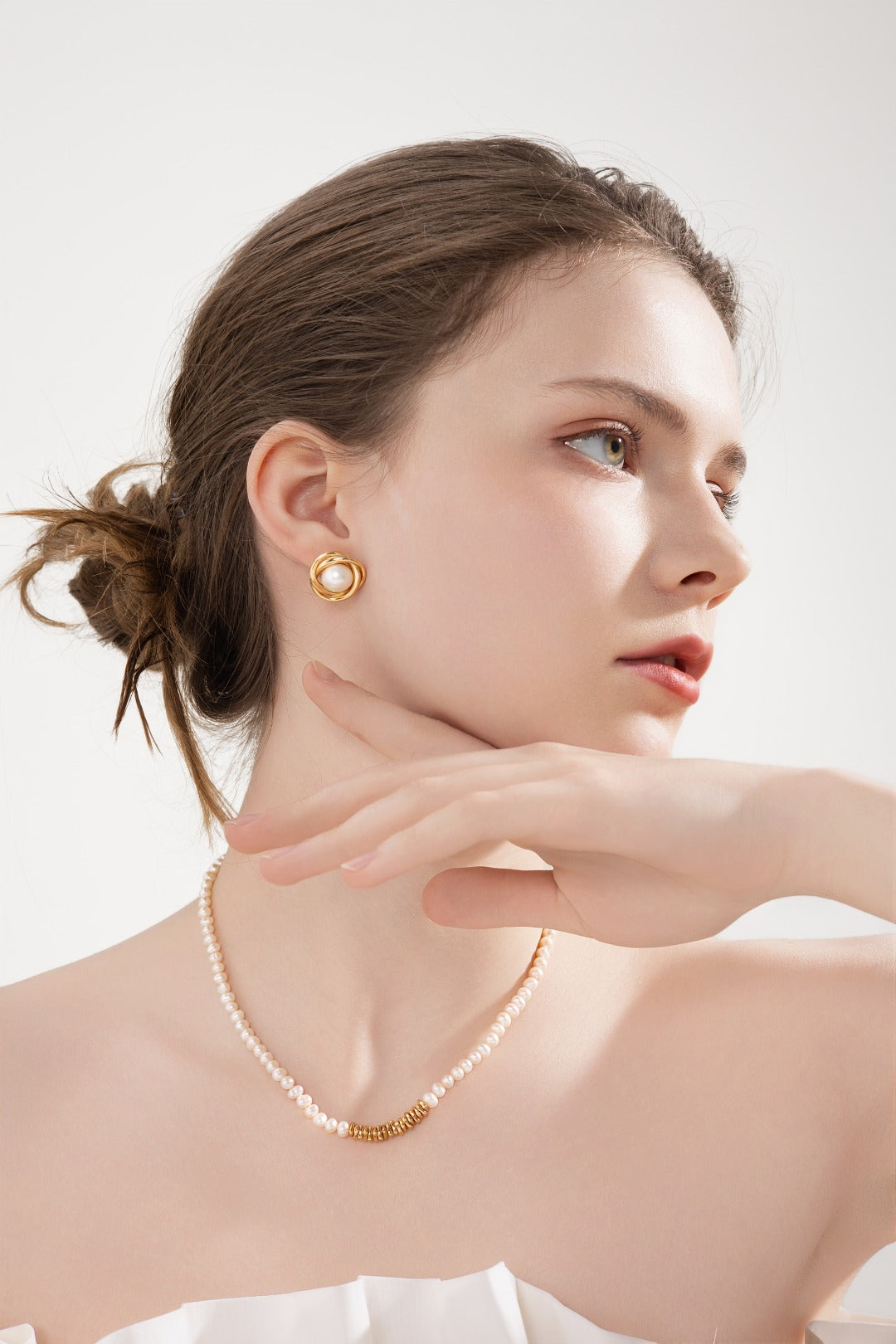 Golden Embrace Pearl Earrings