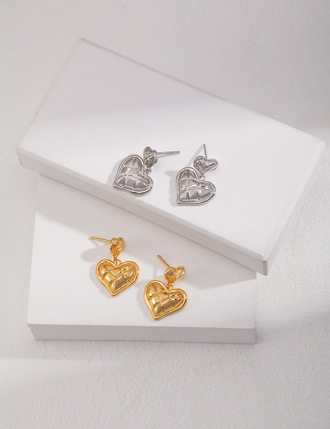 Golden Puffy Heart Earrings