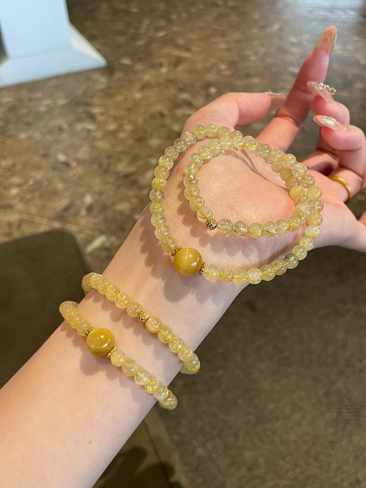 Golden Harvest – Rutilated Quartz & Yellow Tiger Eye Bracelet
