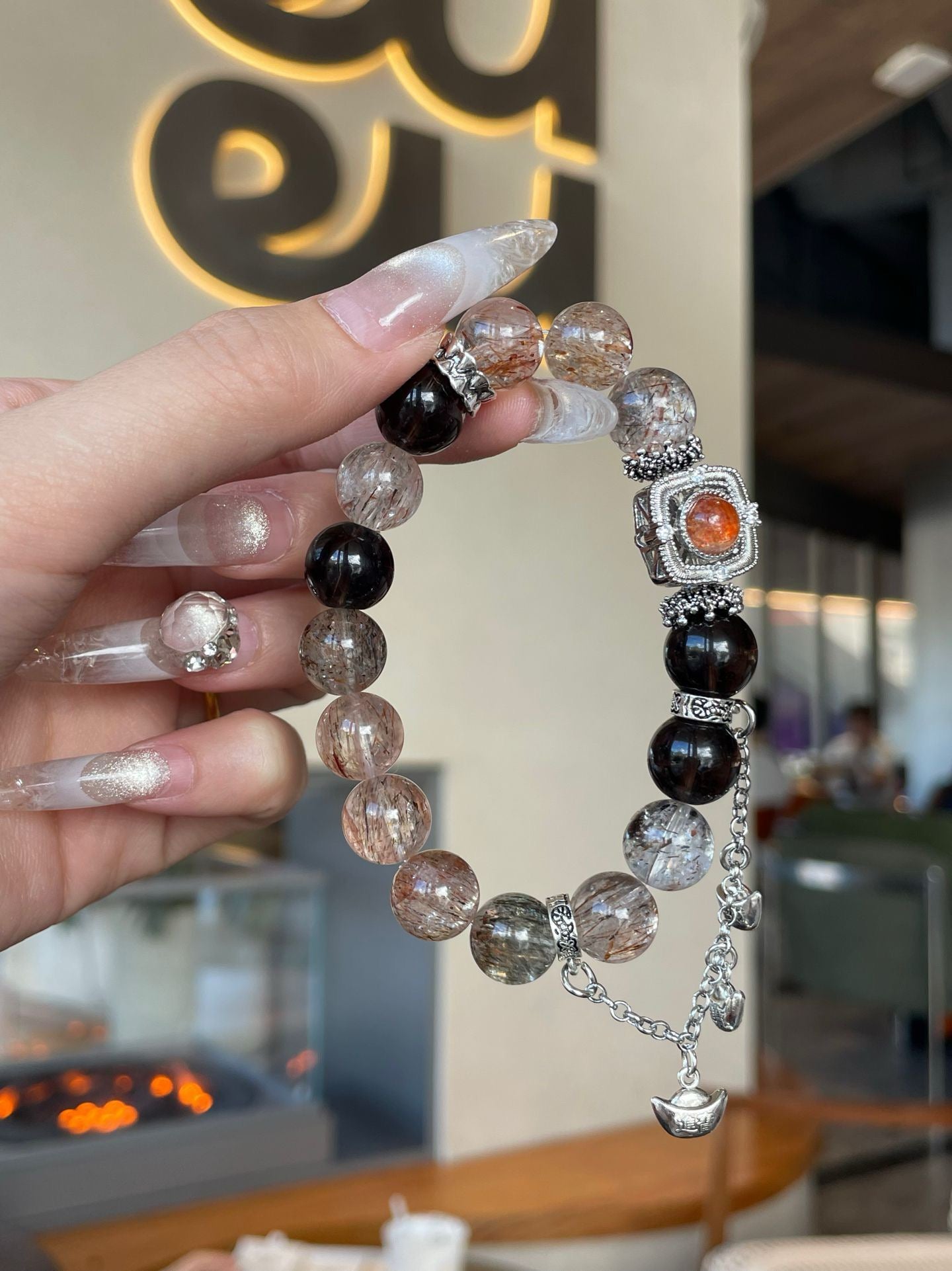 Power Eclipse Bracelet – Black & Golden Rutilated Quartz