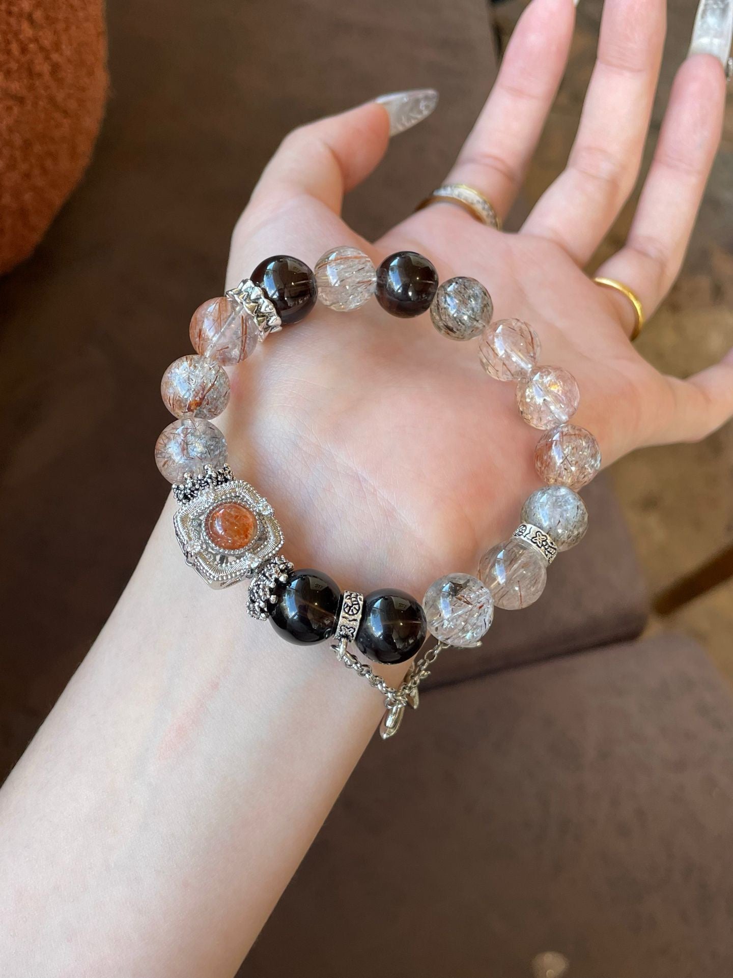 Power Eclipse Bracelet – Black & Golden Rutilated Quartz
