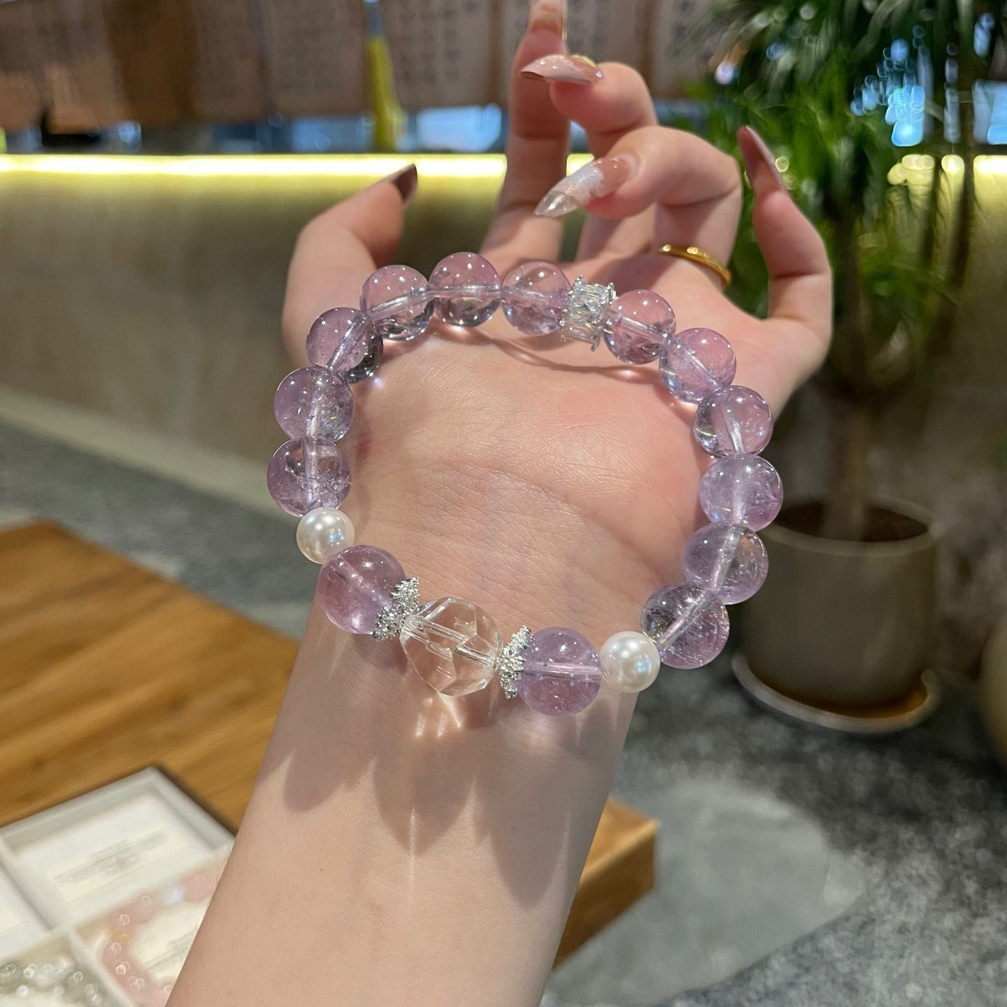 Lavender Pearl Glow Bracelet