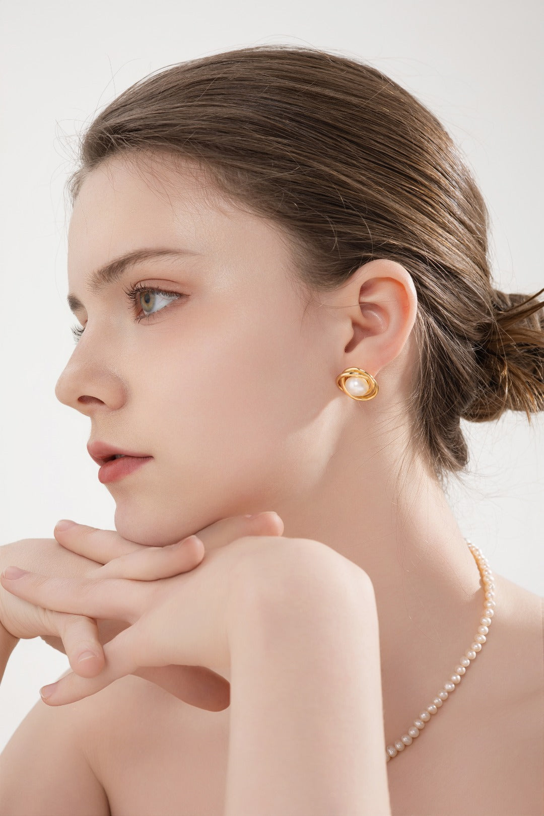 Golden Embrace Pearl Earrings